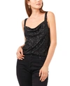 1.state Wide Strap Drape Neck Sequin Tank In Rich Black