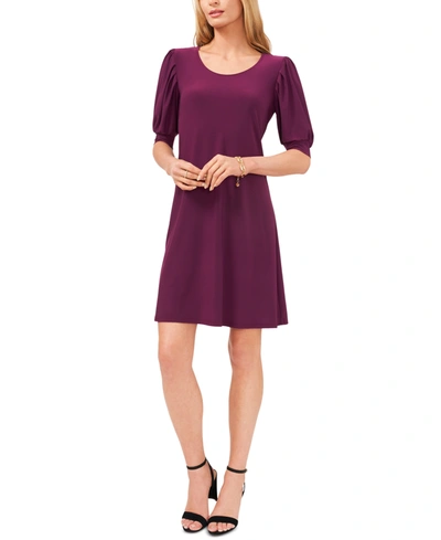 Msk Banded Puff-sleeve Dress In Plum