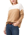 Vince Camuto Extend Shoulder Colorblock Sweater In Antique White