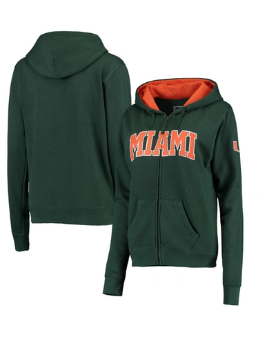 Colosseum Women's Green Miami Hurricanes Arched Name Full Zip Hoodie