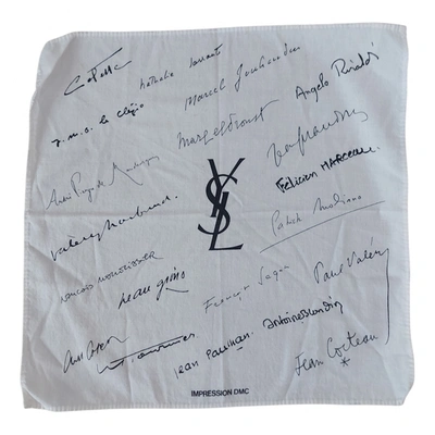 Pre-owned Saint Laurent Silk Handkerchief In White