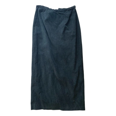 Pre-owned Les Copains Velvet Maxi Skirt In Black