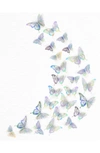 Walplus 3d Butterflies 78-piece Wall Sticker In Holographic Silver