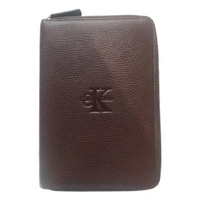 Pre-owned Calvin Klein Leather Purse In Brown