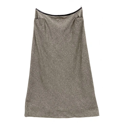 Pre-owned Burberry Wool Mid-length Skirt In Silver