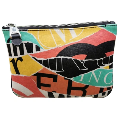 Pre-owned Moschino Leather Clutch Bag In Multicolour