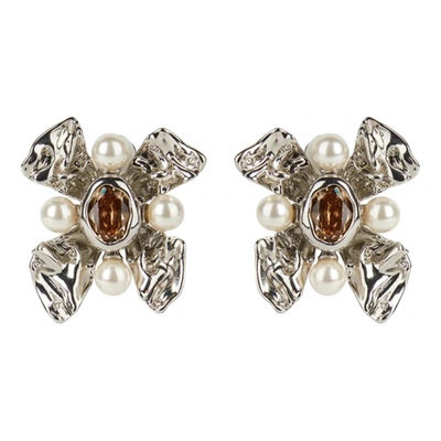 Pre-owned Alexis Bittar Crystal Earrings In Silver