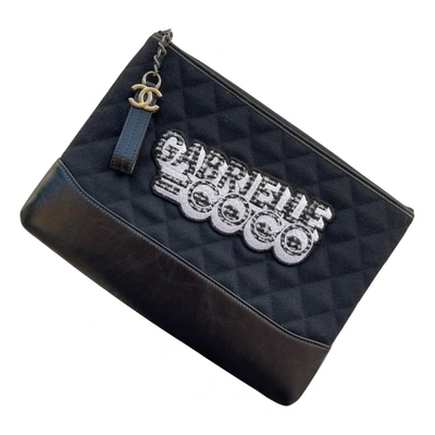 Pre-owned Chanel Gabrielle Leather Clutch Bag In Black