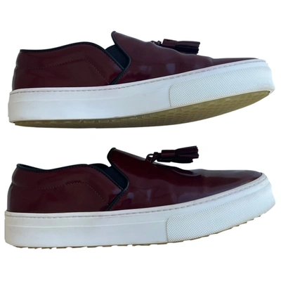 Pre-owned Celine Pull On Patent Leather Trainers In Burgundy
