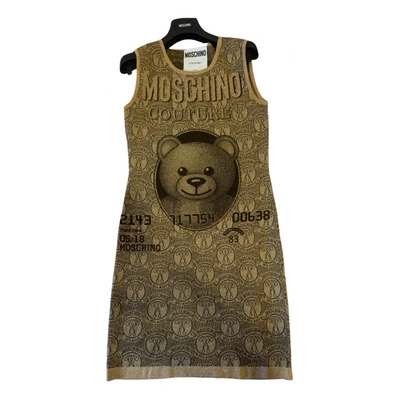 Pre-owned Moschino Wool Mini Dress In Gold