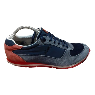 Pre-owned Prada Leather Low Trainers In Navy