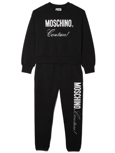 Moschino Girls Black Kids Logo-print Cotton Tracksuit 6-14 Years 8 Years