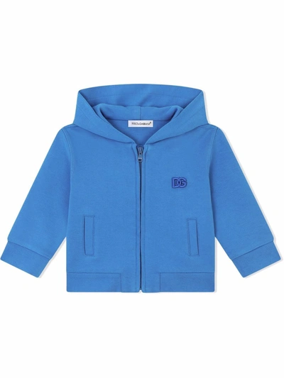 Dolce & Gabbana Babies' Kids Cotton-rich Logo Hoodie (3-30 Months) In Turquoise