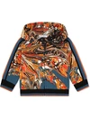 Dolce & Gabbana Multicolor Print Sweatshirt With Zip And Hood Dolce&gabbana Kids In Blue