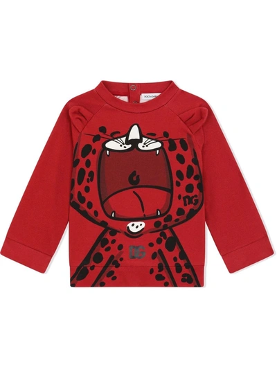 Dolce & Gabbana Babies' Graphic-print Long-sleeve Top In Red