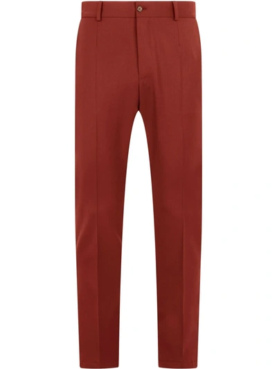 Dolce & Gabbana Slim-cut Stretch-wool Trousers In Red