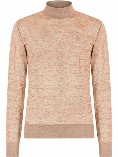 Dolce & Gabbana Mock-neck Marl Jumper In Red