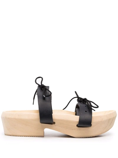 Maison Margiela Wooden Sandals 木製 サンダル Maison Margiela Neutral 40 Wooden Clog Sandals In Black | ModeSens