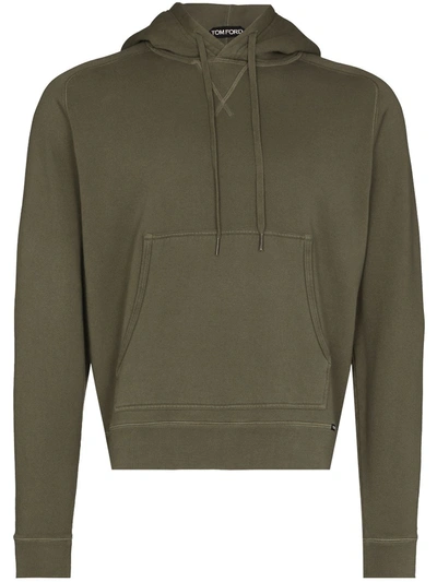 Tom Ford Long-sleeved Vintage-dyed Hoodie In Green