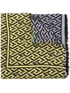 Versace La Greca-print Frayed Scarf In Multicolour