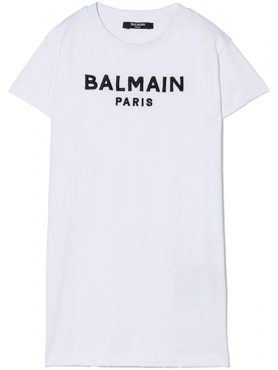 BALMAIN LOGO PRINT T-SHIRT DRESS