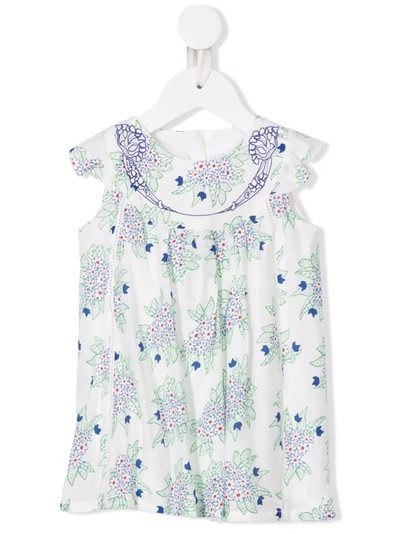 Chloé Babies' Floral-print Midi Dress In Neutrals