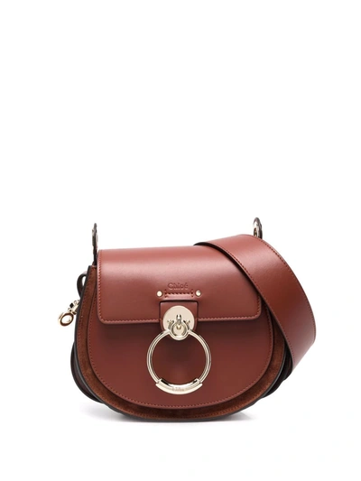 Chloé Tess Ring-embellished Shoulder Bag In Brown