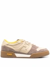 Fendi Match Panelled Suede Low-top Trainers In Brown