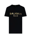 Balmain Cotton T-shirt With Gold Colored Logo Print