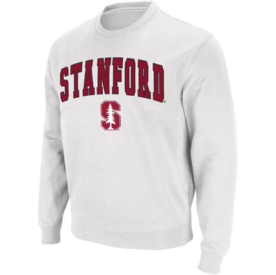 Colosseum Men's Stanford Cardinal Arch & Logo Crew Neck Sweatshirt In White