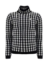 Saint Laurent Diamond Motif Wool Blend Knit Sweater In Black