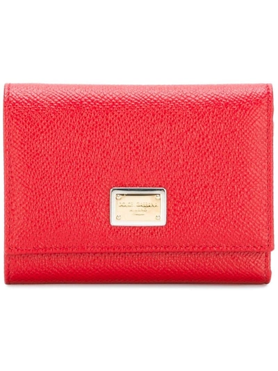 Dolce & Gabbana Dauphine Calfskin Wallet In Red
