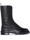 Jimmy Choo Black Cora Monogram Leather Boots In Black