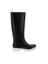 Gia Borghini Short Black Rain Boot In Rubber With White Sole In Black