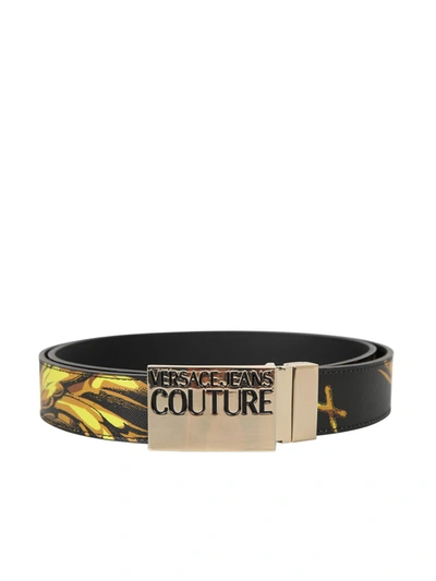 Versace Jeans Couture Reversible Leather Belt In Black