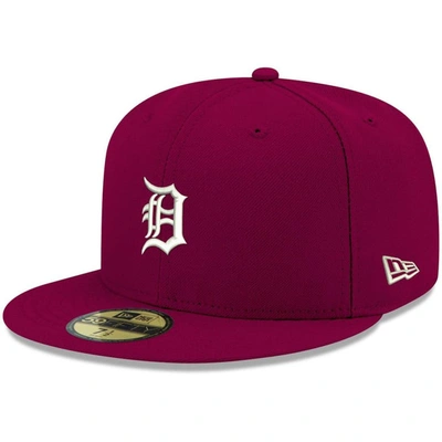 New Era Men's Cardinal Detroit Tigers Logo White 59fifty Fitted Hat In Cardinal/cardinal