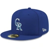 New Era Men's Royal Colorado Rockies Logo White 59fifty Fitted Hat In Royal