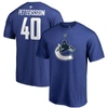 Fanatics Men's Elias Pettersson Blue Vancouver Canucks Team Authentic Stack Name And Number T-shirt In Blue