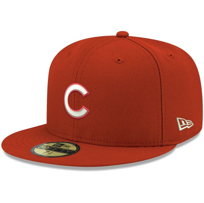 New Era Men's Red Chicago Cubs Logo White 59fifty Fitted Hat
