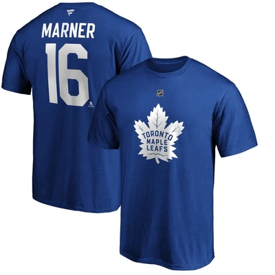 Fanatics Men's Mitchell Marner Blue Toronto Maple Leafs Team Authentic Stack Name And Number T-shirt