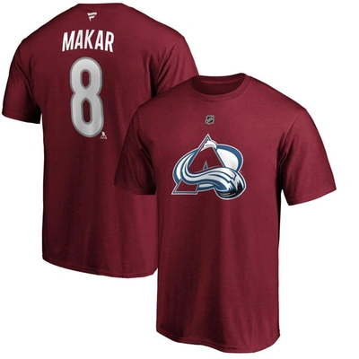 FANATICS FANATICS BRANDED CALE MAKAR BURGUNDY COLORADO AVALANCHE AUTHENTIC STACK PLAYER NAME & NUMBER T-SHIRT