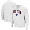 Colosseum Men's Boise State Broncos Arch And Logo Tackle Twill Pullover Sweatshirt In White