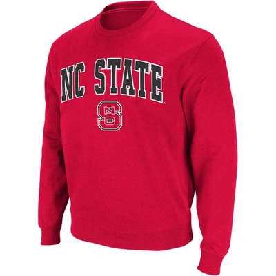 Colosseum Men's  Red Nc State Wolfpack Arch & Logo Crew Neck Sweatshirt