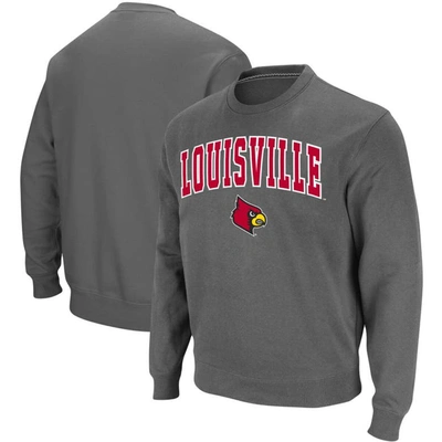 Colosseum Men's Louisville Cardinals Arch And Logo Crew Neck Sweatshirt In Charcoal