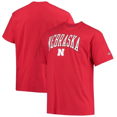 Champion Men's  Scarlet Nebraska Huskers Big And Tall Arch Over Wordmark T-shirt