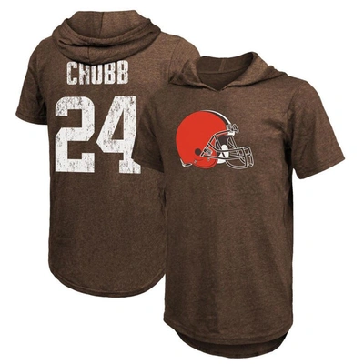 Majestic Men's Fanatics Nick Chubb Brown Cleveland Browns Player Name And Number Tri-blend Hoodie T-shirt