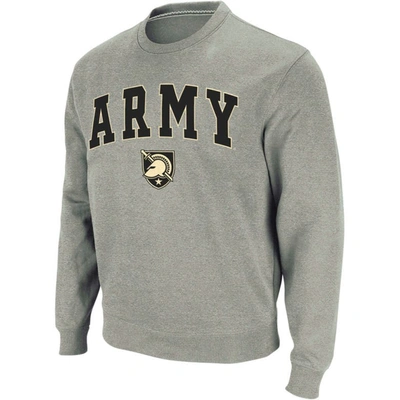 Colosseum Men's  Heather Gray Army Black Knights Arch And Logo Crew Neck Sweatshirt