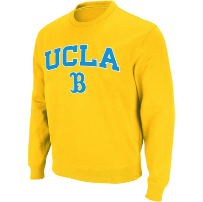 Colosseum Men's Ucla Bruins Arch & Logo Crew Neck Sweatshirt In Gold