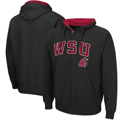 Colosseum Men's  Black Washington State Cougars Arch Logo 3.0 Full-zip Hoodie