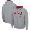 COLOSSEUM COLOSSEUM HEATHERED grey WASHINGTON STATE COUGARS ARCH & LOGO 3.0 FULL-ZIP HOODIE